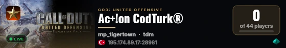 Ac+!on CodTurk® live status badge