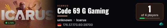 Code 69 G Gaming live status badge
