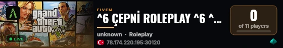 ^6 ÇEPNİ ROLEPLAY ^6 ^9 SEZON 1 discord.gg/cepnirp ^9  live status badge