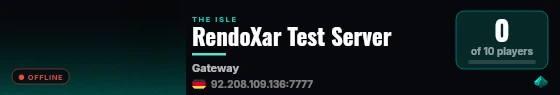 RendoXar Test Server live status badge