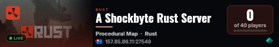 A Shockbyte Rust Server live status badge