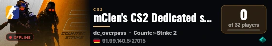 mClen's CS2 Dedicated server live status badge