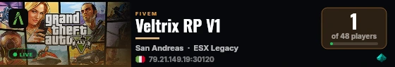 Veltrix RP V1 live status badge