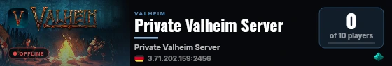 Private Valheim Server live status badge
