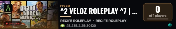 ^2 VELOZ ROLEPLAY ^7 | ☂️ RP EXCLUSIVO ☂️ | 🎮  live status badge