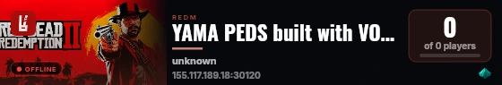 YAMA PEDS built with VORPCore! live status badge