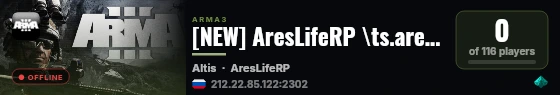 [NEW] AresLifeRP \ts.areslife.ru live status badge