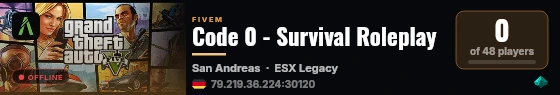 Code 0 - Survival Roleplay live status badge