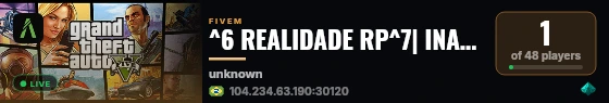 ^6 REALIDADE RP^7| INAUGUROU HOJE🌈 https://discord.gg/rjTXg9Fees live status badge