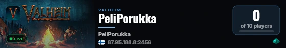 PeliPorukka live status badge