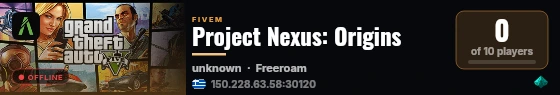 Project Nexus: Origins live status badge