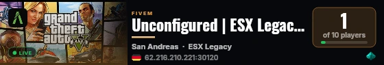 Unconfigured | ESX Legacy Server live status badge