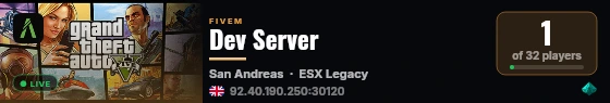 Dev Server live status badge