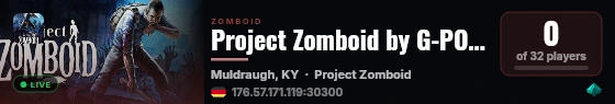 Project Zomboid by G-PORTAL.com live status badge