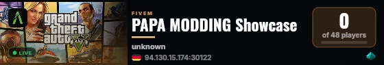 PAPA MODDING Showcase live status badge