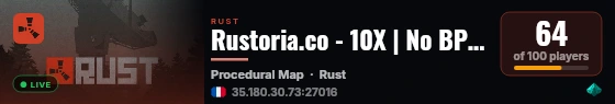 Rustoria.co - 10X | No BPs | Kits | Shop -> | JUST WIPED 24.08 live status badge