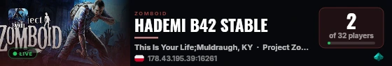 HADEMI B42 STABLE live status badge