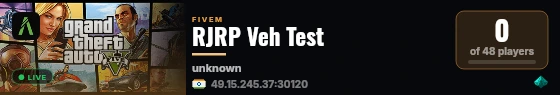 RJRP Veh Test live status badge