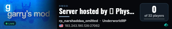 Server hosted by 🔵 Physgun.com live status badge