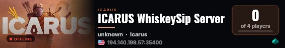 ICARUS WhiskeySip Server live status badge