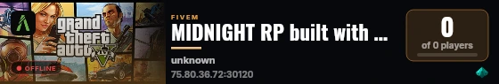 MIDNIGHT RP built with Qbox Project by The Community! live status badge
