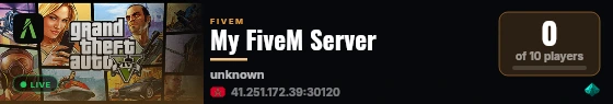 My FiveM Server live status badge