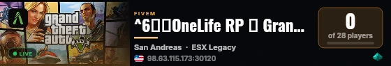 ^6๋⭑OneLife RP ↝ Grand Opening 🚀๋⭑ live status badge