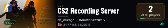 CS2 Recording Server live status badge