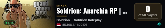 Soldrion: Anarchia RP | Magyar | HUN | Félgazdag kezdés live status badge