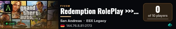 Redemption RolePlay >>> BetaTest live status badge
