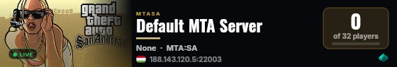 Default MTA Server live status badge