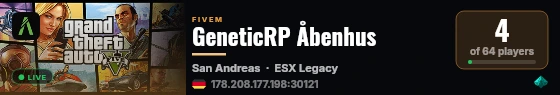 GeneticRP Åbenhus live status badge