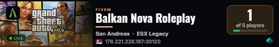 Balkan Nova Roleplay live status badge