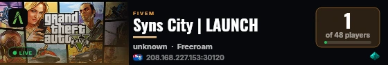 Syns City | LAUNCH live status badge