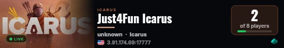 Just4Fun Icarus live status badge
