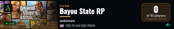 Bayou State RP live status badge