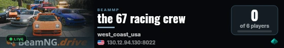 the 67 racing crew live status badge