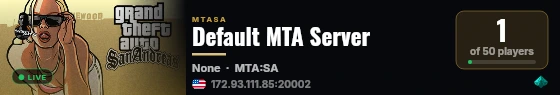 Default MTA Server live status badge
