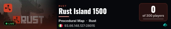 Rust Island 1500 live status badge