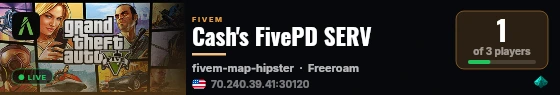 Cash's FivePD SERV live status badge
