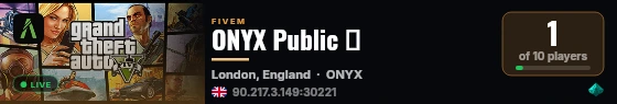 [UK/EU] ONYX Public | Economy | Gangs | Heists | PVP | Arma 3 Vibe live status badge