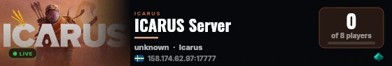 ICARUS Server live status badge