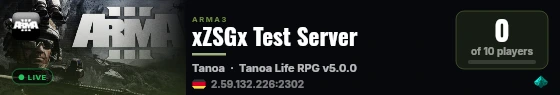 xZSGx Test Server live status badge