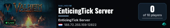 EnticingTick Server live status badge