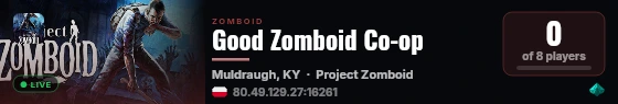 Good Zomboid Co-op live status badge