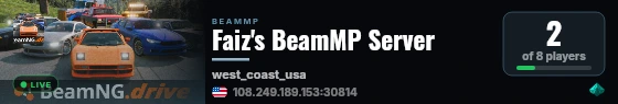Faiz's BeamMP Server live status badge
