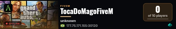 TocaDoMagoFiveM live status badge
