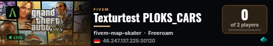 Texturtest PLOKS_CARS live status badge