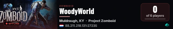 WoodyWorld live status badge