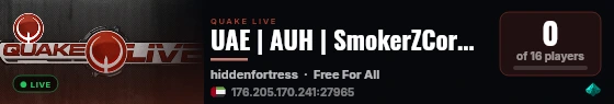 UAE | AUH | SmokerZCorner | Quake Live | FFA live status badge